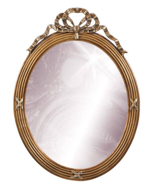 Oglindă ovală cu rama aurie